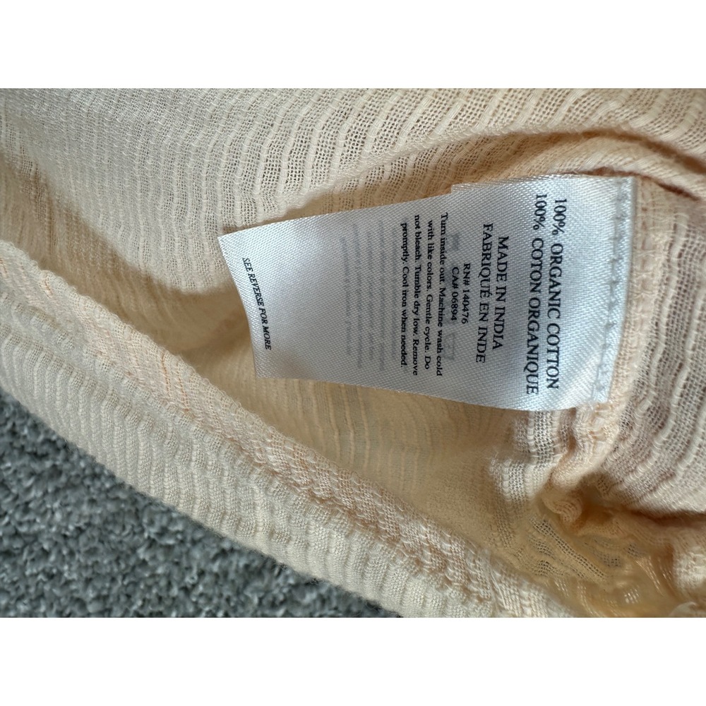 Faherty Organic Cotton Ruffle Blouse Sz S Peach Victorian Pintuck Lace Coquette - Picture 8 of 10